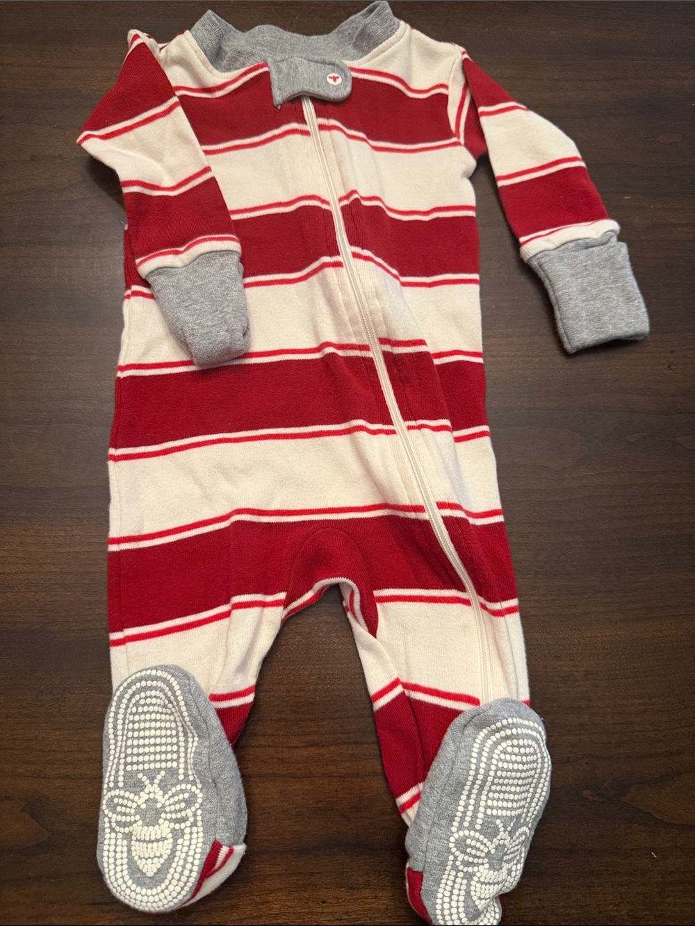Burt's Bees Baby Red and Cream Striped Footed One-Piece
